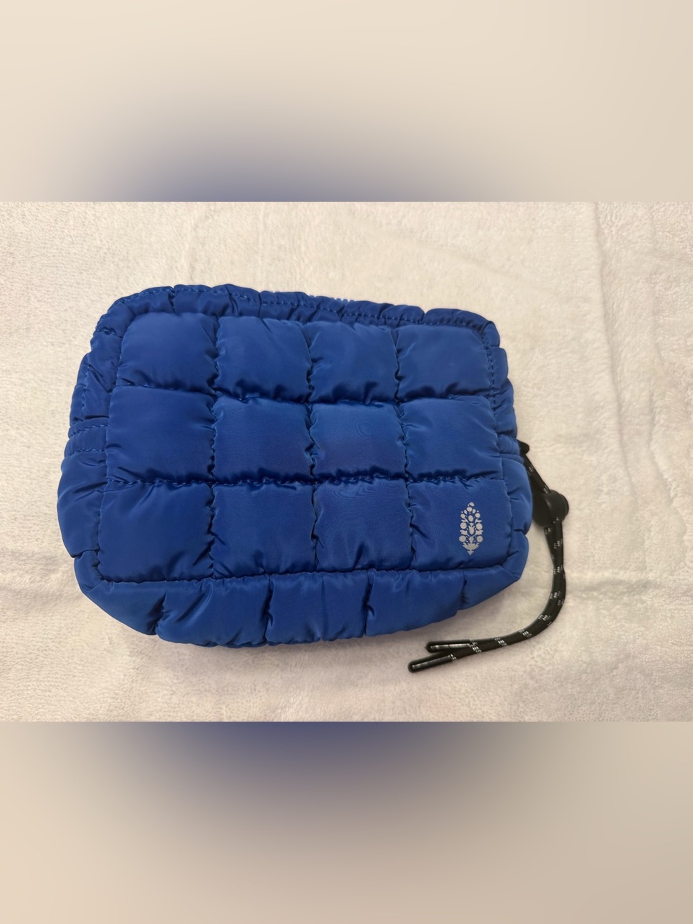 Free People Quilted Royal Blue Puffer Crossbody Cosmetic Bag